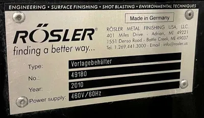 Rosler Z 800 HA Turbo-Floc separator skid, manual clean.