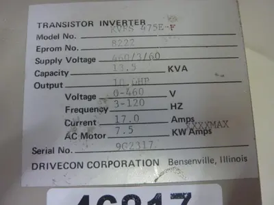 USED DRIVECON CORP KVFS 475E-F