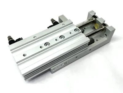 USED SMC GUIDED SLIDE TABLE CYLINDER, 20MM BORE, 75MM STROKE ADJUSTABLE