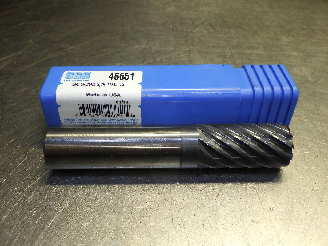 Kyocera / SGS 20mm 11 Flute Carbide Cr Endmill 20mm Shank 3mm R 46651 (LOC114)