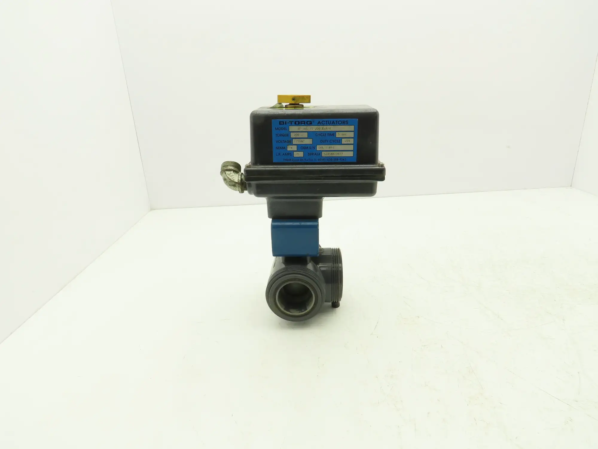 Bi-Torq 2" PVC Face Seal Ball Valve 3-Way 115VAC Actuator IC-3WL-15-200-E-A-4