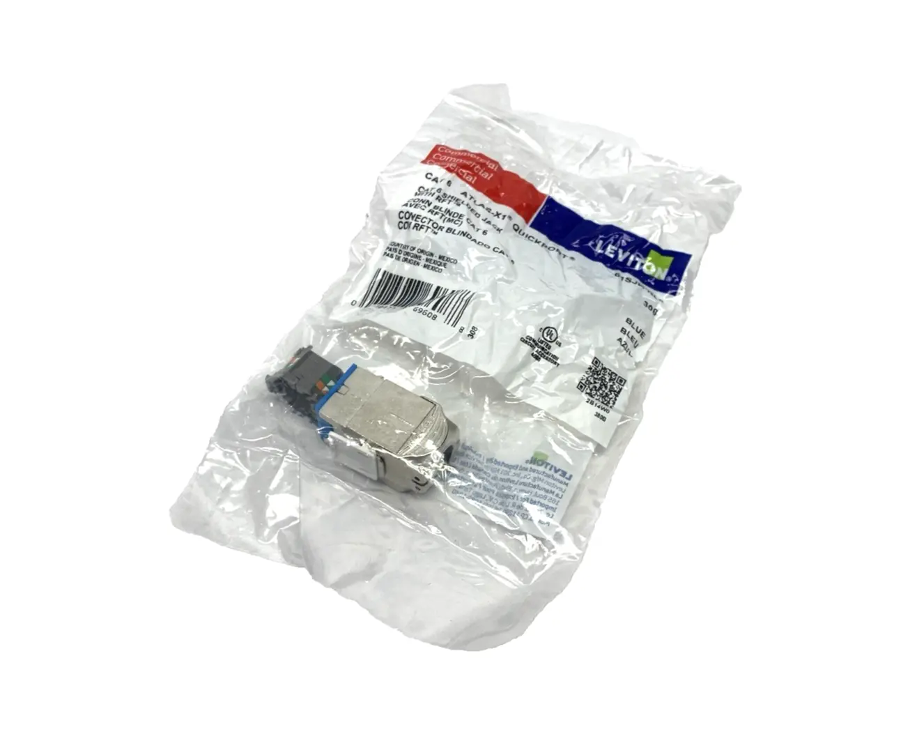 61SJK-RL6 | Leviton  ATLAS-X1 Cat 6 Shielded QUICKPORT Jack, Blue - New