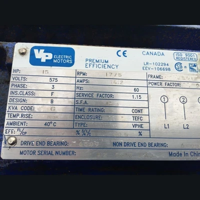 VP 15 hp Electric Motor