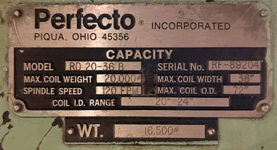 Used 1990 PERFECTO RD 20-36 B / 28-36-7 Uncoilers | Alma Machinery #899391