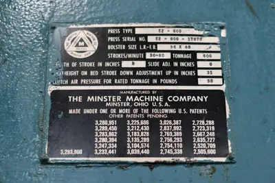 600 TON MINSTER SSDC PRESS