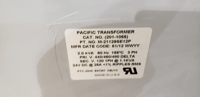 Pacific Transformer 2kva; 440-460-480-120v M-21129SE12P