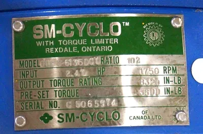 NEW SM-CYCLO CHFS-6135DCY SPEED REDUCER RATIO: 102, 2.47HP, 1750RPM, CHFS6135DCY