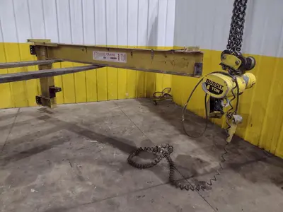 1 TON RELIABLE WALL MOUNTED JIB CRANE W/ 1 TON BUDGIT HOIST & TROLLEY: YOBRO #25151