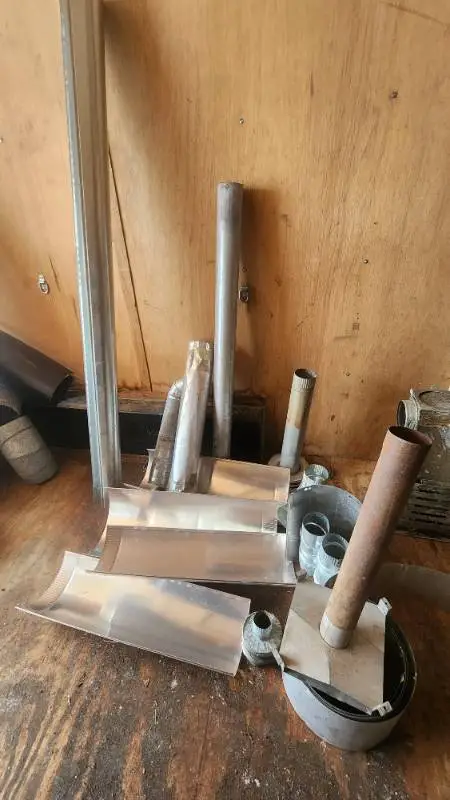 Mixed HVAC Parts and Supplies including Vent Pipes, Elbows, and Fittings
