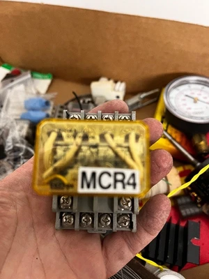 Box of Assorted Industrial Electrical and Pressure Components