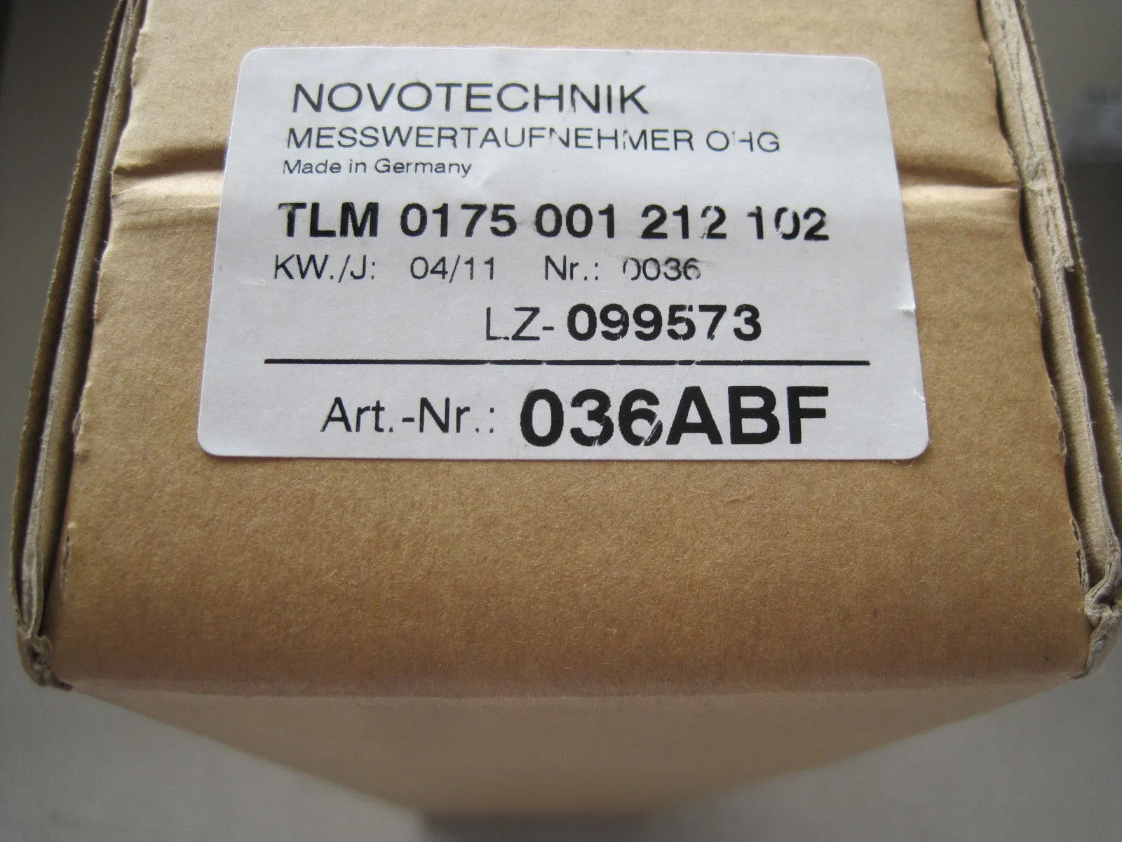 NEW NOVOTECHNIK TLM 0175 001 212 102 TRANSDUCER # 036ABF TLM0175001212102