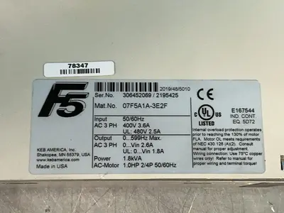 Used KEB 07F5A1A3E2F Servo Drives Ohio US | HGR 24 #1280550