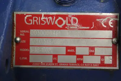 New | in-Stock 2011 GRISWOLD S-AB-10020 Parts (Hydraulics and Pneumatics) British Columbia CA | Lenmark #259470