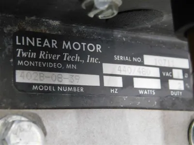 Twin River Tech., Inc. 402B-08-39 Linear Motor Assembly 440/480VAC 1Ph 2% Used