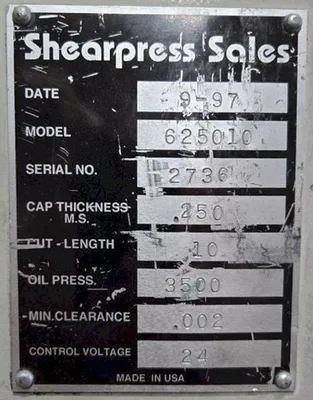 1997 ACCURSHEAR 625010 Power Squaring Shears (Inch) | THREE RIVERS MACHINERY (12)