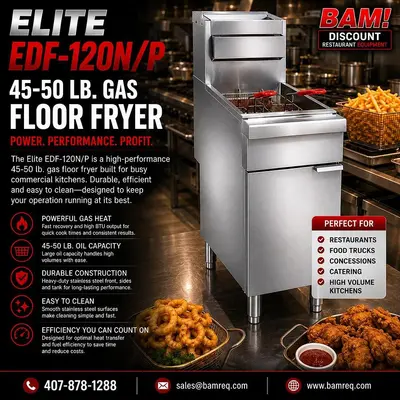 ELITE EDF-120N/P 45-50 Lb. Gas Floor Fryer