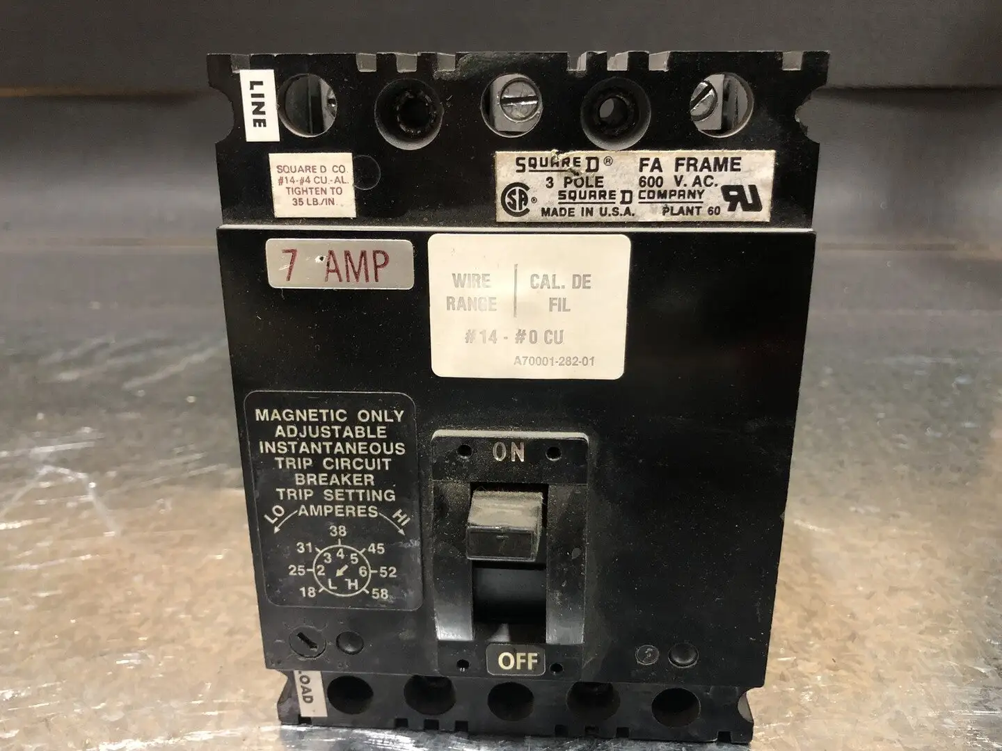 USED SQUARE D FAL3600712M