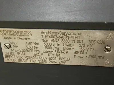 USED SIEMENS 1FT6062-6AF71-4TH0