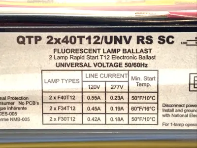 New | in-Stock OSRAM Fluorescent 2 Lamp Rapid Start T12 Ballast 120-277V Lighting Michigan US | Maverick Industrial Sales #1419310