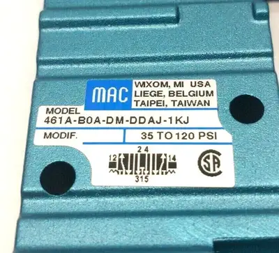 461A-BOA-DM-DDAJ-1KJ, 461A-B0A-DM-DDAJ-1KJ | MAC Valves 461A-BOA-DM-DDAJ-1KJ Double Solenoid 3-Pos Pilot Valve 24VDC 1/4"NPTF - New Other