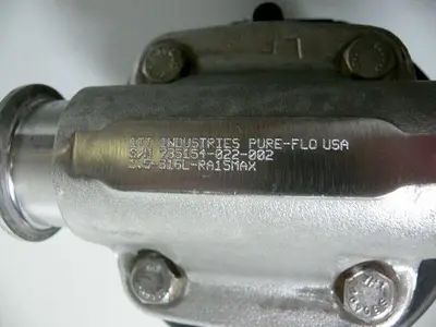 USED LOT OF 3 ITT PURE-FLO 316L DIAPHRAGM VALVES W/ ADVANTAGE 90PSI ACTUATORS