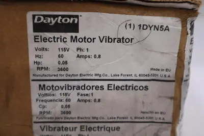 NEW DAYTON 1DYN5A Electric Motor Vibrator 115 VAC 3600 RPM Single Phase #3840CC