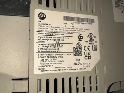 Used ALLENBRADLEY 22AB4P5N104 Variable Speed Drives Ohio US | HGR 24 #1518413