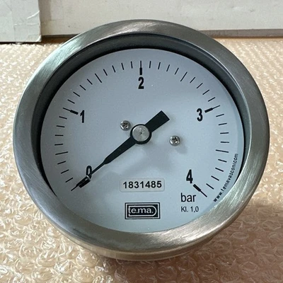NEW IN BOX- Te.ma. Vasconi Commercial Pressure Gauge 0/4Bar NIB  KI. 1,0 3-3/4”