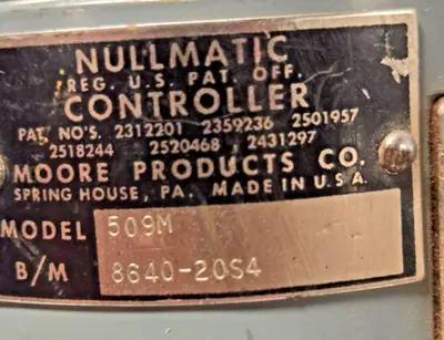 Moore Products 509M Nullmatic Controller Pneumatic Transmitter