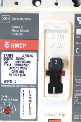 NEW CUTLER HAMMER HMCP003A0C CIRCUIT BREAKER 3 POLE 3 AMP