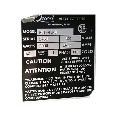 USED QUEST METAL PRODCUTS 4EMB