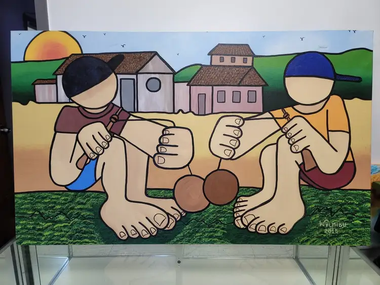New | in-Stock FalconRestaurantSupply New Walmiru Original Faceless Painting on Canvas - Playing Bilboque 36" x 60" Estate & Personal Property Illinois US | Falcon Restaurant Supply #1376742