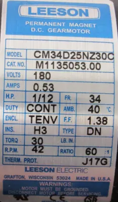 NEW LEESON M1135053.00 GEAR MOTOR 60:1