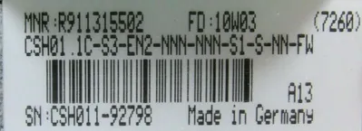 NEW REXROTH R911315502 DRIVE CSH01.1C-S3-EN2-NNN-NNN-S1-S-NN-FW
