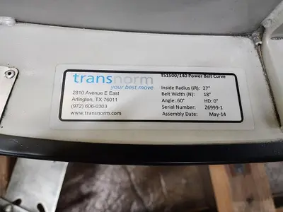 Used 2014 TRANSNORM BELTED CURVE CONVEYOR Belt Conveyors Wisconsin US | Packer City Sales #1297971