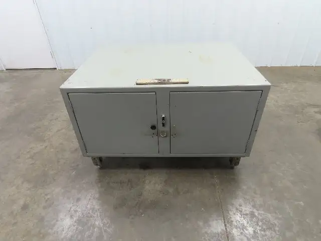 Metal Cabinet Workbench Storage 2 Door Heavy Duty 48x36" Stands 29" Tall Vintage