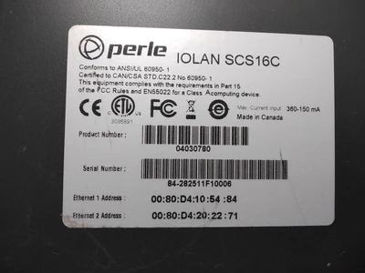 PERLE 04030780 IOLAN SCS16C CONSOLE SERVER 16 PORT