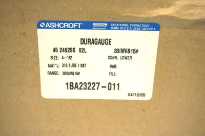 NEW ASHCROFT 45-2462SS-02L DURAGAUGE 4 1/2 " 452462SS02L