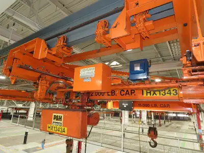 Cleveland Tramrail 7.5 Ton Double Girder Bridge Crane 18' 3" Span w/Remote