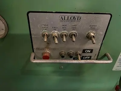 USED ALLOYD INTERMITTENT MOTION HAND LOAD BLISTER SEALER, MODEL 18S CBE 1216,   12" X 16 18S CBE 1216