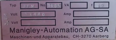 SPC8756  Elevator Maingley Automation cap feed hopper elevator CS, 98" discharge height