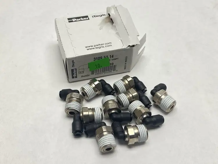 New | in-Stock Parker Hannifin 90-Degree Swivel Push-In Fittings 1/8" x 1/4" NPT BOX OF 10 Parts (Hydraulics and Pneumatics) Michigan US | Maverick Industrial Sales #1391778