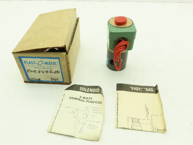 Plast-o-matic EUC3V4G20 Solenoid Valve 2-Way NC 120V 120 PSI 3/8" NPT