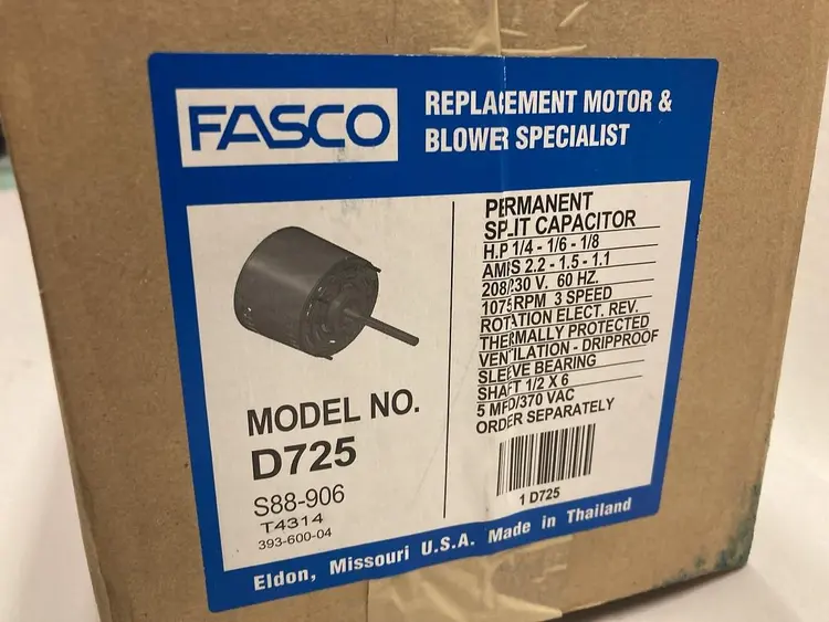 Used FASCO D725 HVAC Parts and Equipment | Surplus Asset Holdings #1191061