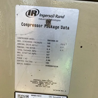 Used INGERSOLL RAND IRN100H-CC Rotary Screw & Sliding Vane Air Compressors Saskatchewan CA | Certified Sales and Rentals #1558052