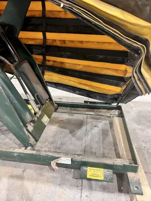 3500 LB X 60" X 36" SOUTHWORTH MODEL #4428610 HYDRAULIC SCISSOR LIFT TABLE WITH ROLLER TOP: STOCK #20933