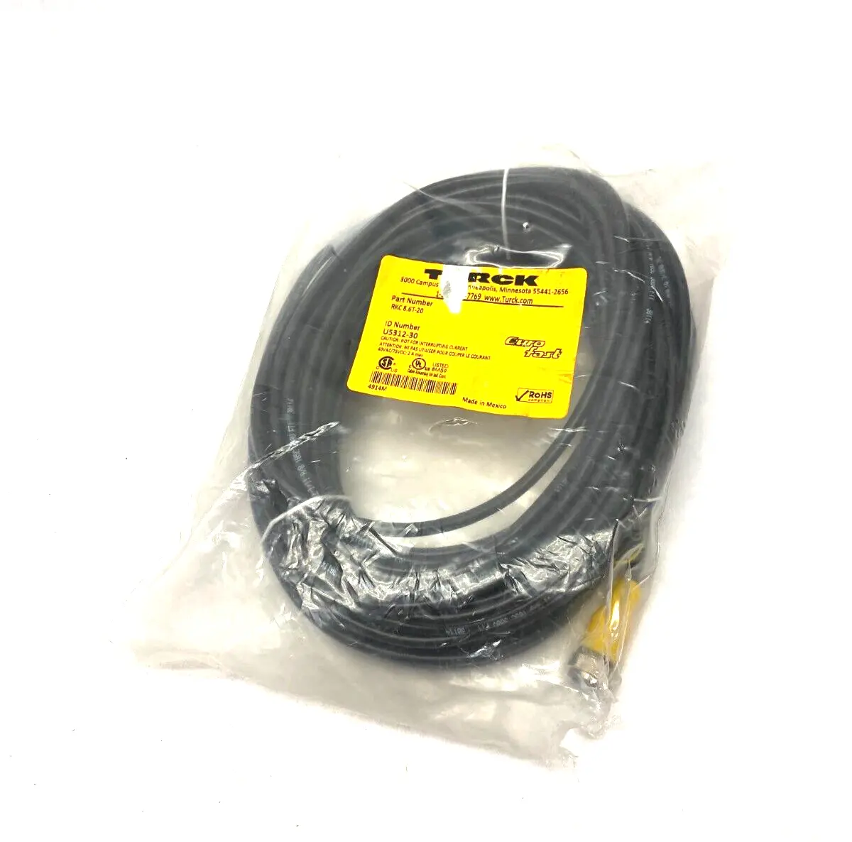 USED TURCK EUROFAST SINGLE ENDED CORDSET M12 8-PIN FEMALE