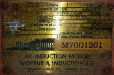 700 hp Westinghouse type HS AC Induction Motor