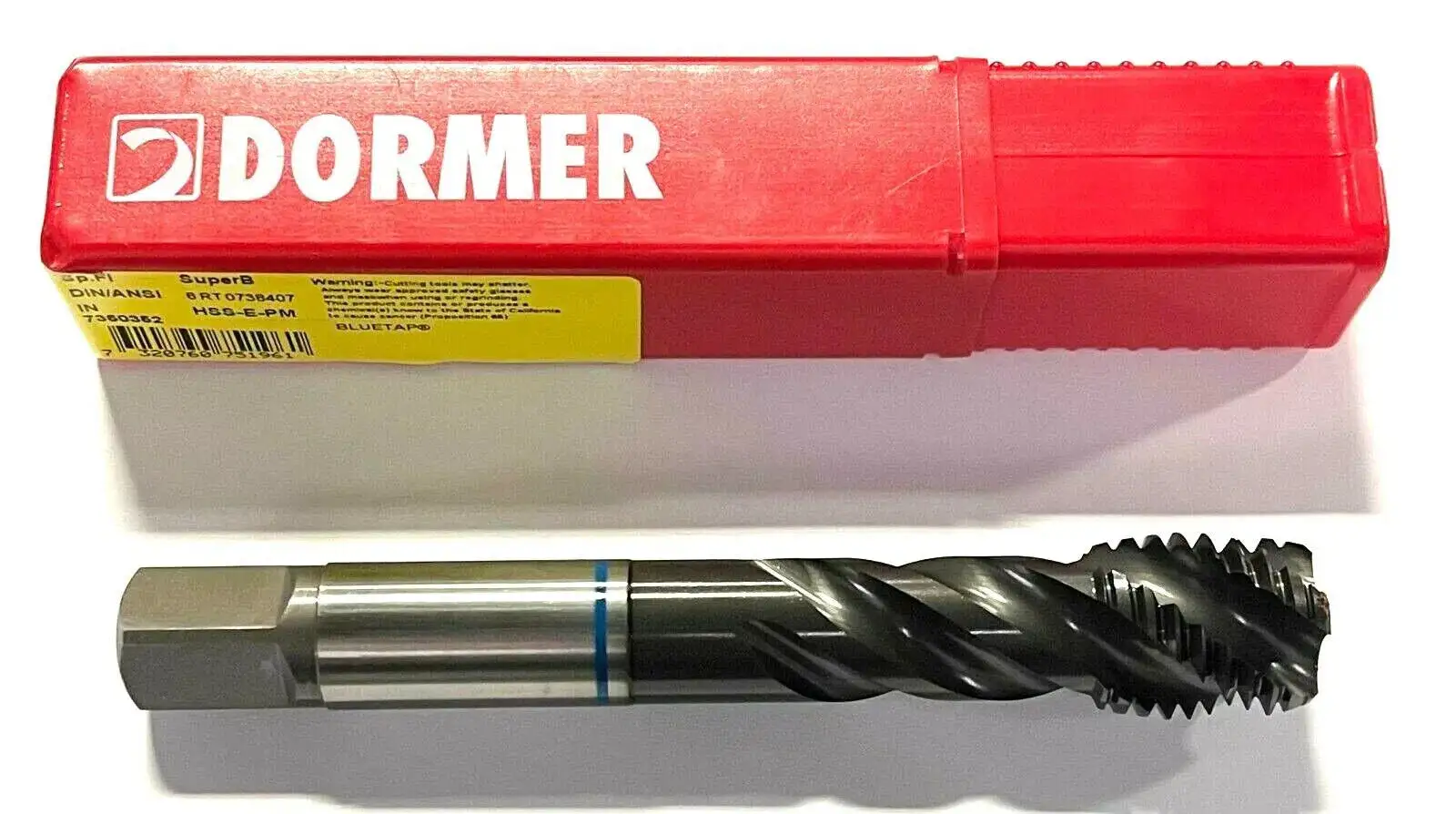 Dormer 7/8-9" Tap HSS-E-PM Spiral Flute Machine Tap Blue Shark H6