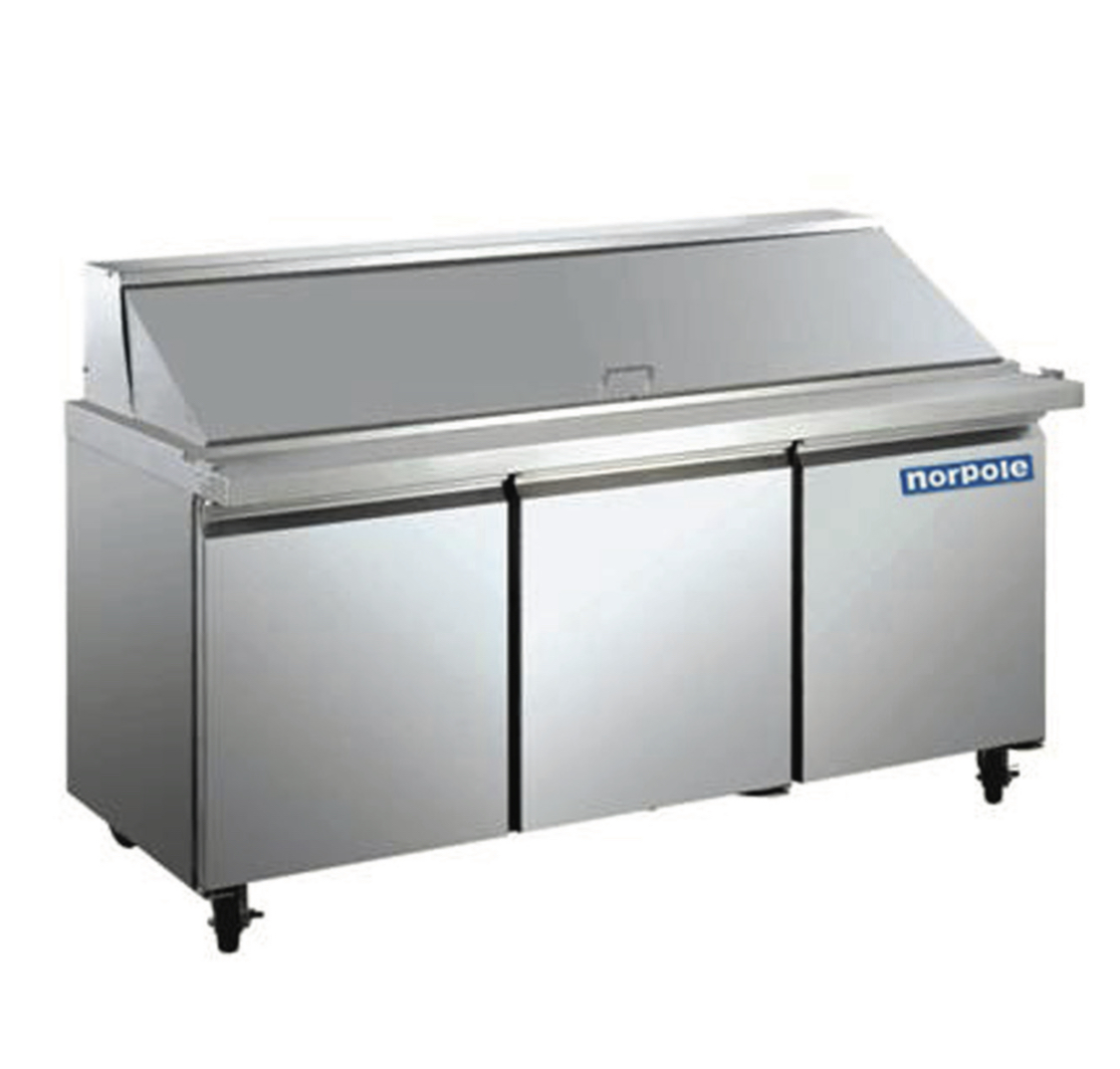 3 Door Stainless Steel Mega Top Sandwich/Salad Prep Table